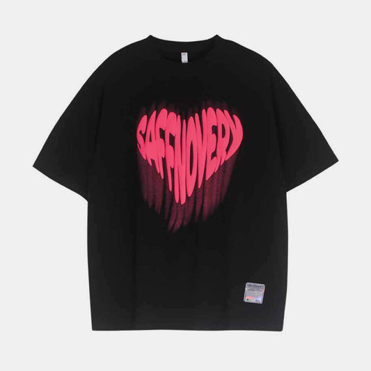 Pink Heart Y2K Graphic T-Shirt - Retro Cyber-Core Oversized Tee | LuxuryUrbanwear - Luxuryurbanwear