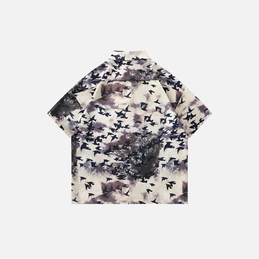 Y2K Tropical Bird Print Hawaiian Aloha Shirt - Luxuryurbanwear
