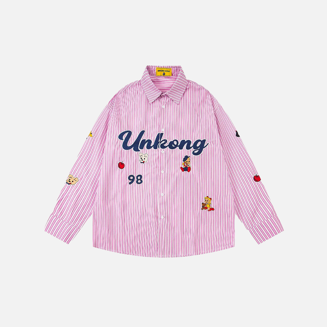 Durable Striped Autumn Letter Embroidered Casual Shirt - Luxuryurbanwear