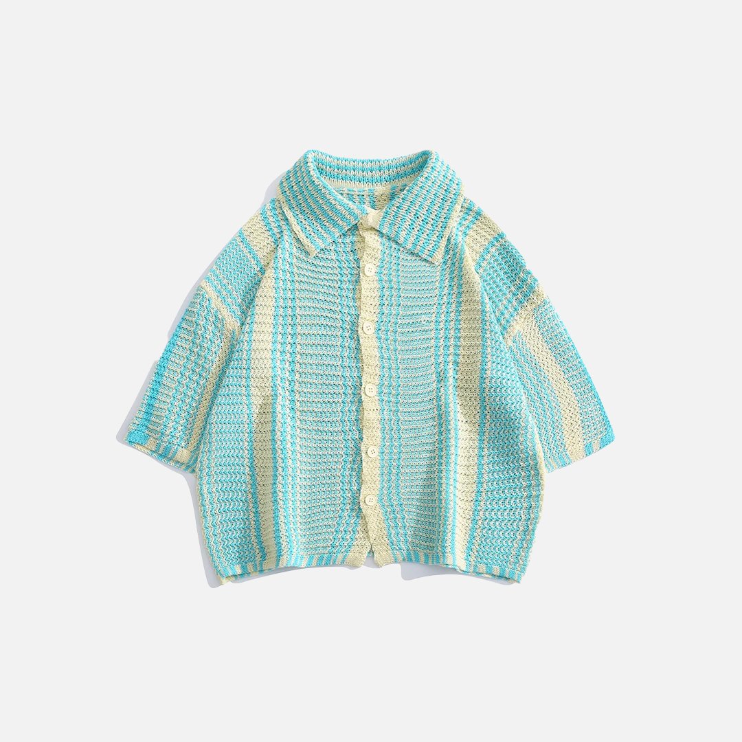 Y2K Colorful Hollow Lapel Knitted Casual Cardigan - Luxuryurbanwear