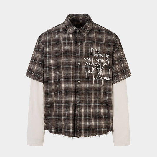 Vintage Plaid Contrast | Layered Sweatshirt - Luxuryurbanwear