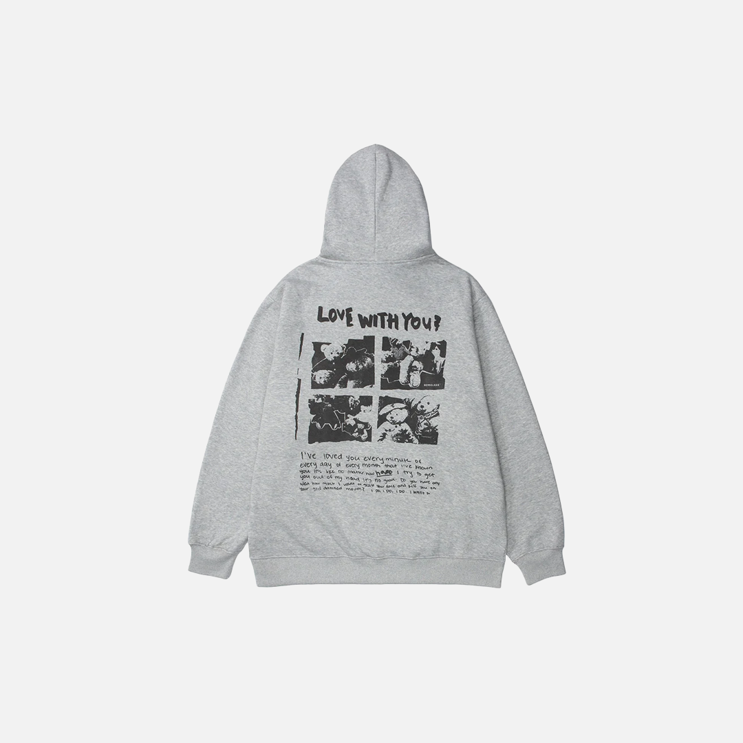 Insulated Bear Letter Print Hip Hop Hoodie - Luxuryurbanwear