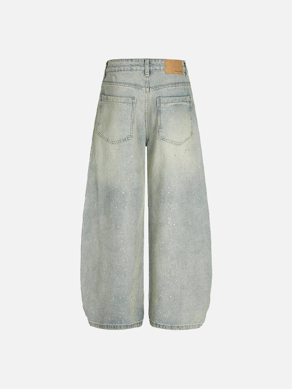 Y2K Starry Punk Front Pocket Denim Wide Leg Jeans - Luxuryurbanwear