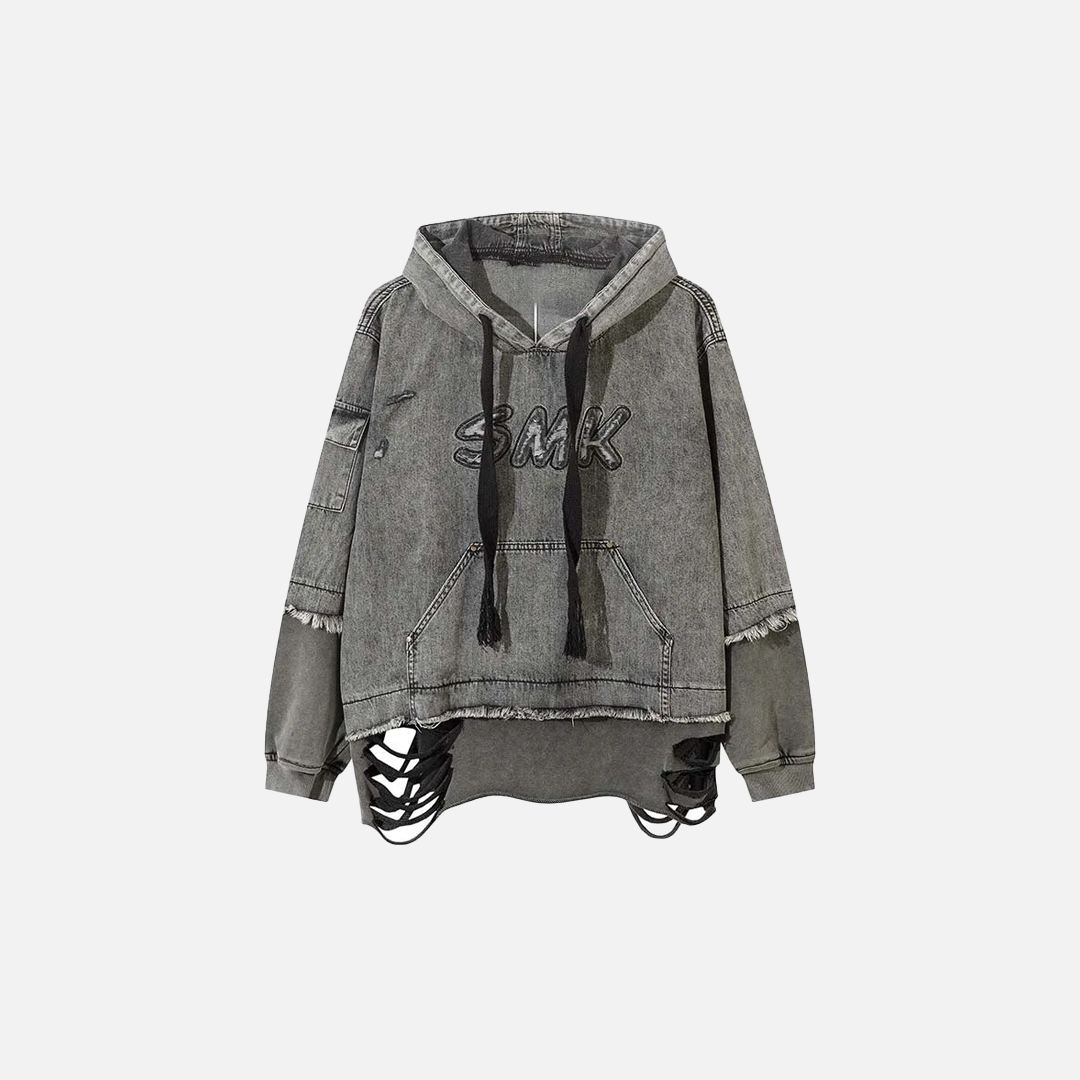 Oversized Vintage Hip Hop Ripped Hoodie - Luxuryurbanwear