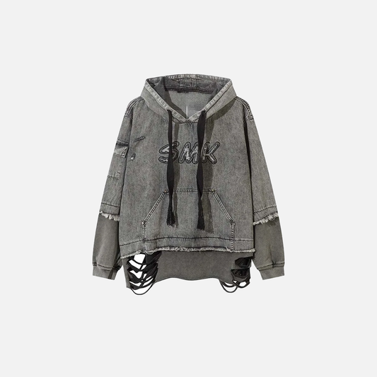 Oversized Vintage Hip Hop Ripped Hoodie - Luxuryurbanwear