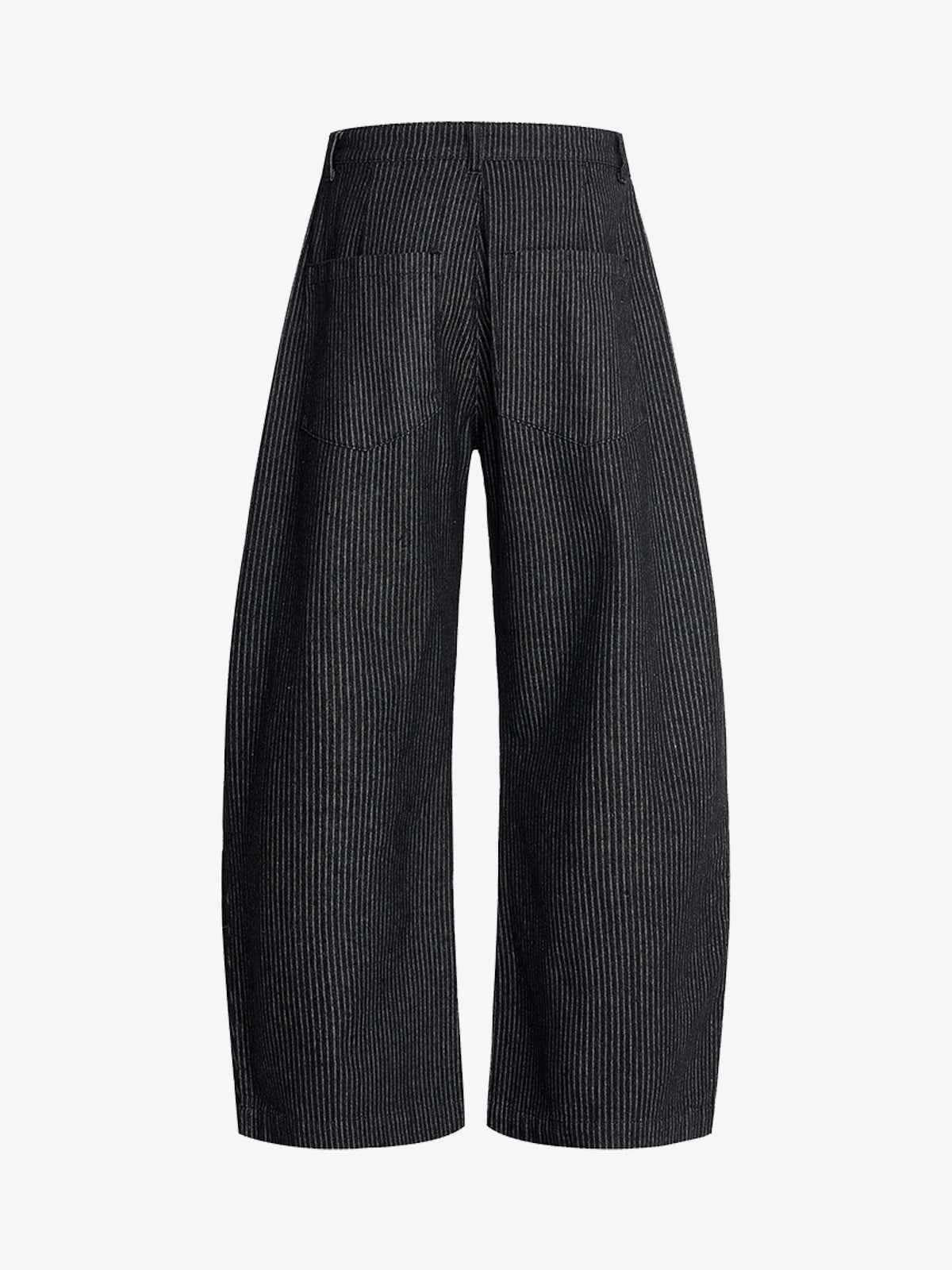 Vintage Pinstripe Pleated Wide-Leg Barrel Pants