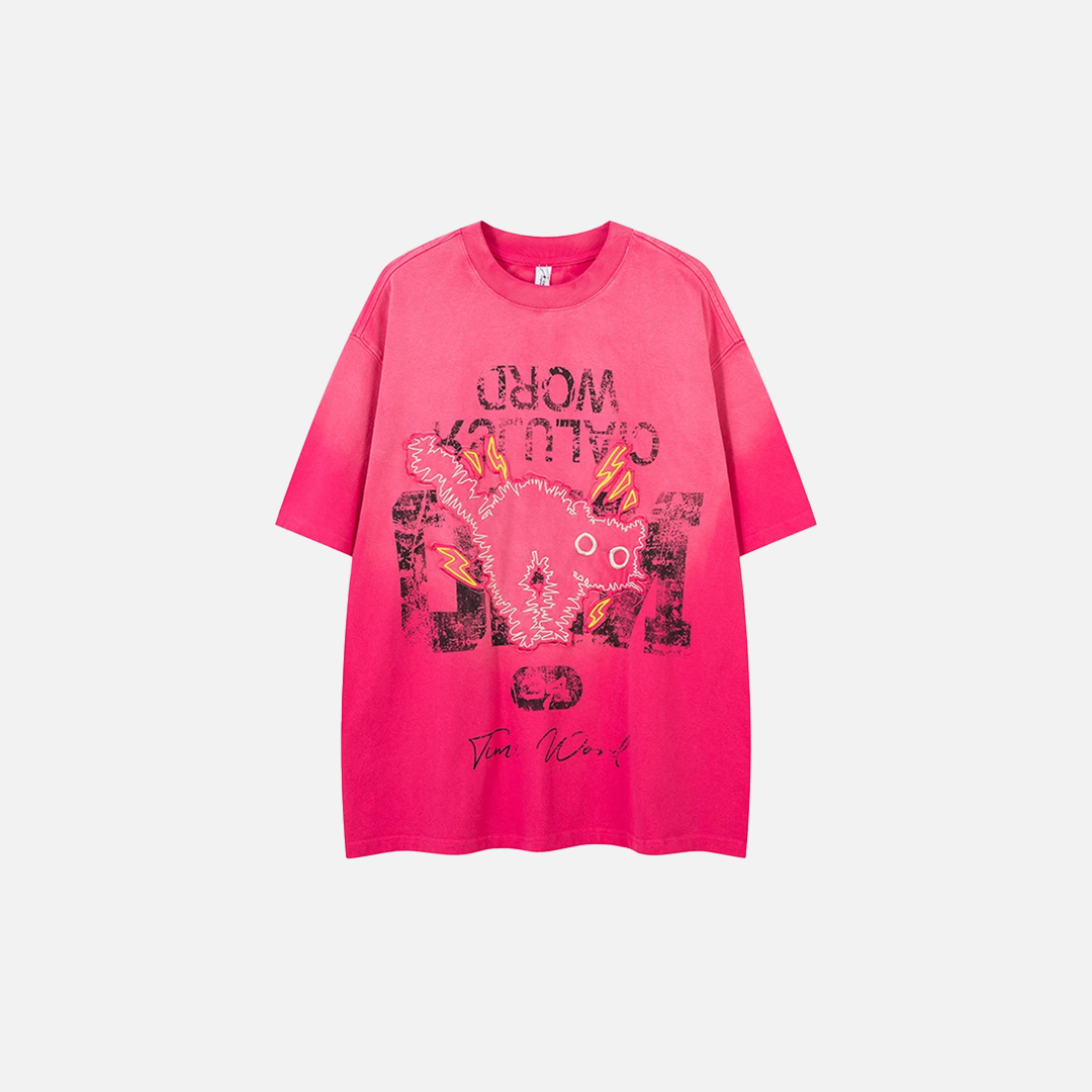 Y2K Embroidered Patch Cat Hip-hop Oversize T-Shirt - Luxuryurbanwear
