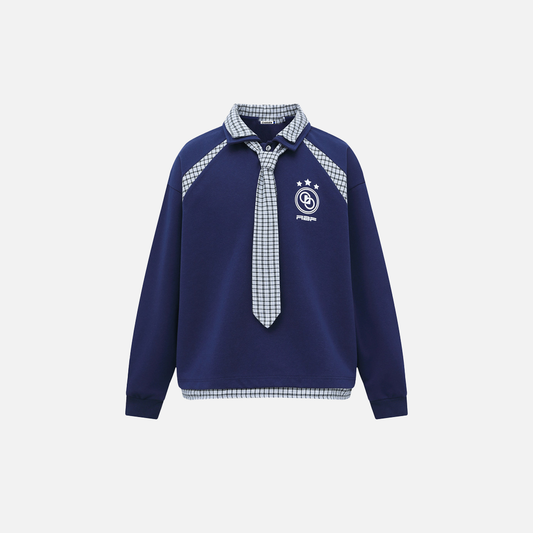 Streetwear Long Sleeve Polo Collar With Tie Sweatshirt - Luxuryurbanwear