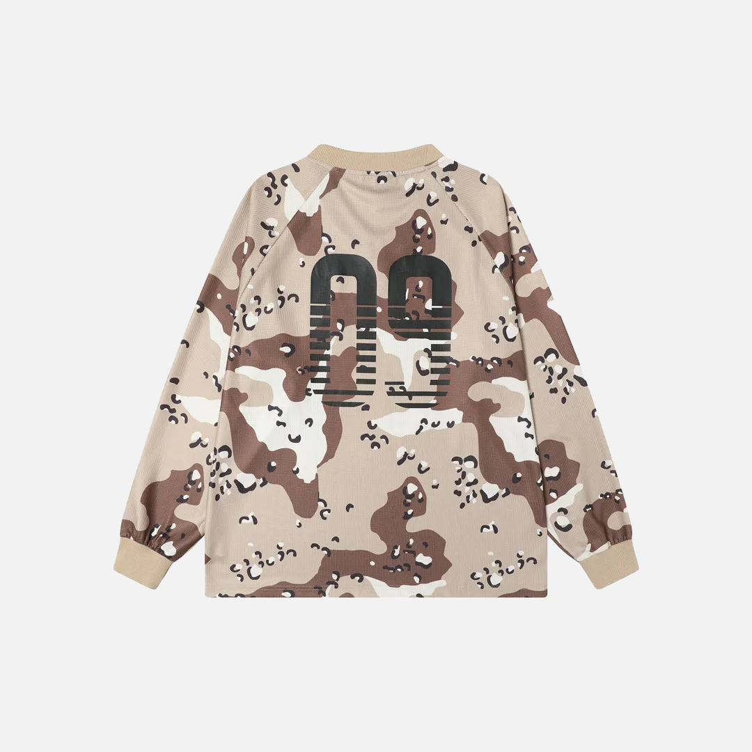 Camouflage Waffle Texture Long Sleeve T-Shirt - Luxuryurbanwear