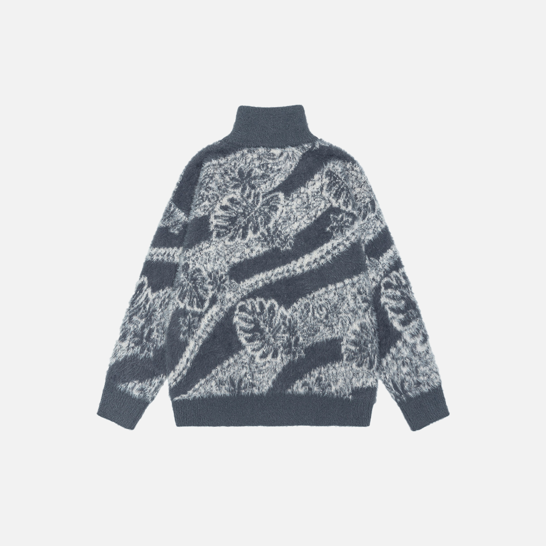 Y2K Cozy Oversized Turtleneck Zipper Cardigan - Luxuryurbanwear