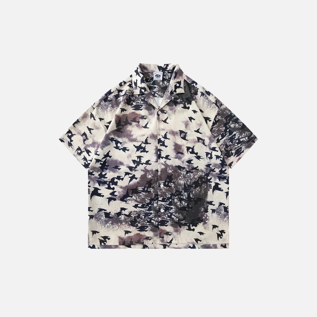 Y2K Tropical Bird Print Hawaiian Aloha Shirt - Luxuryurbanwear