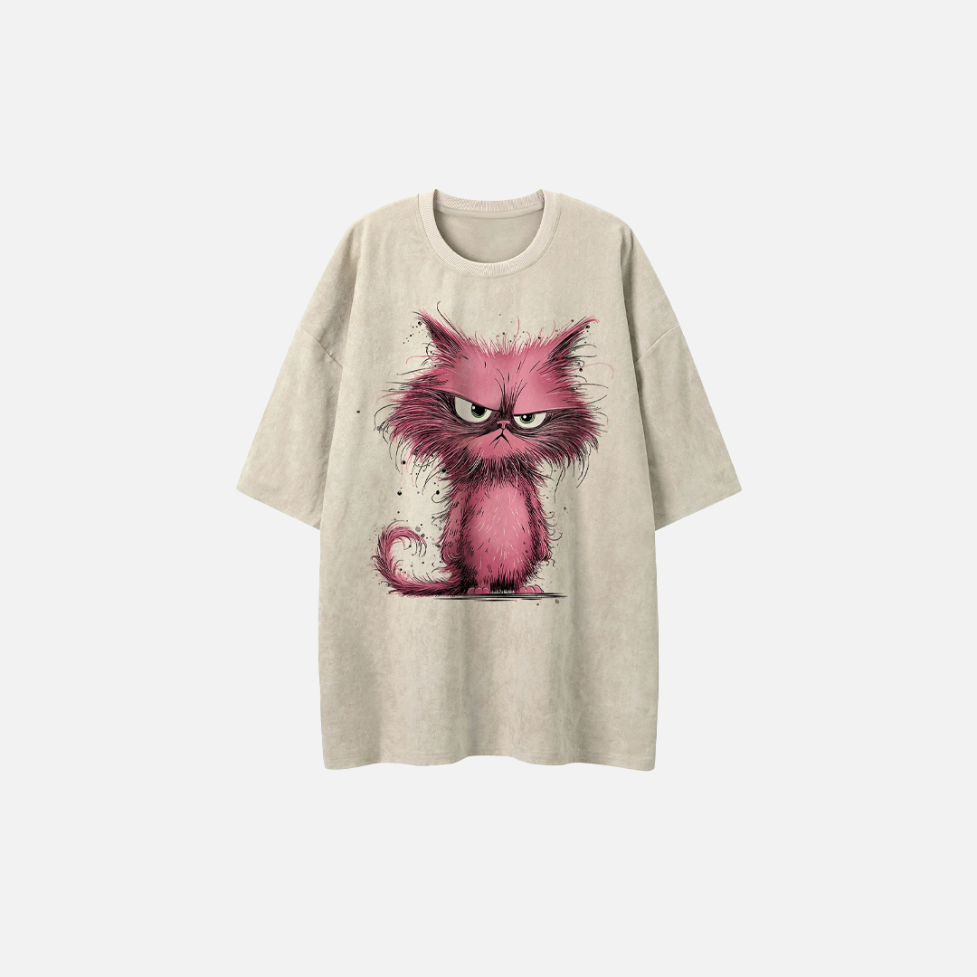 Women Graphic Cat Print Hip Hop Polyester T-Shirt - Luxuryurbanwear