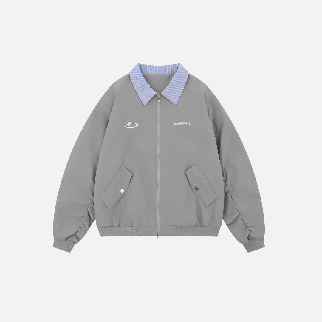Autumn Oversized Retro Contrast Collar Flight Jacket - Luxuryurbanwear