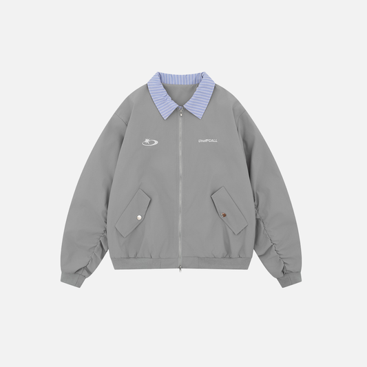 Autumn Oversized Retro Contrast Collar Flight Jacket - Luxuryurbanwear