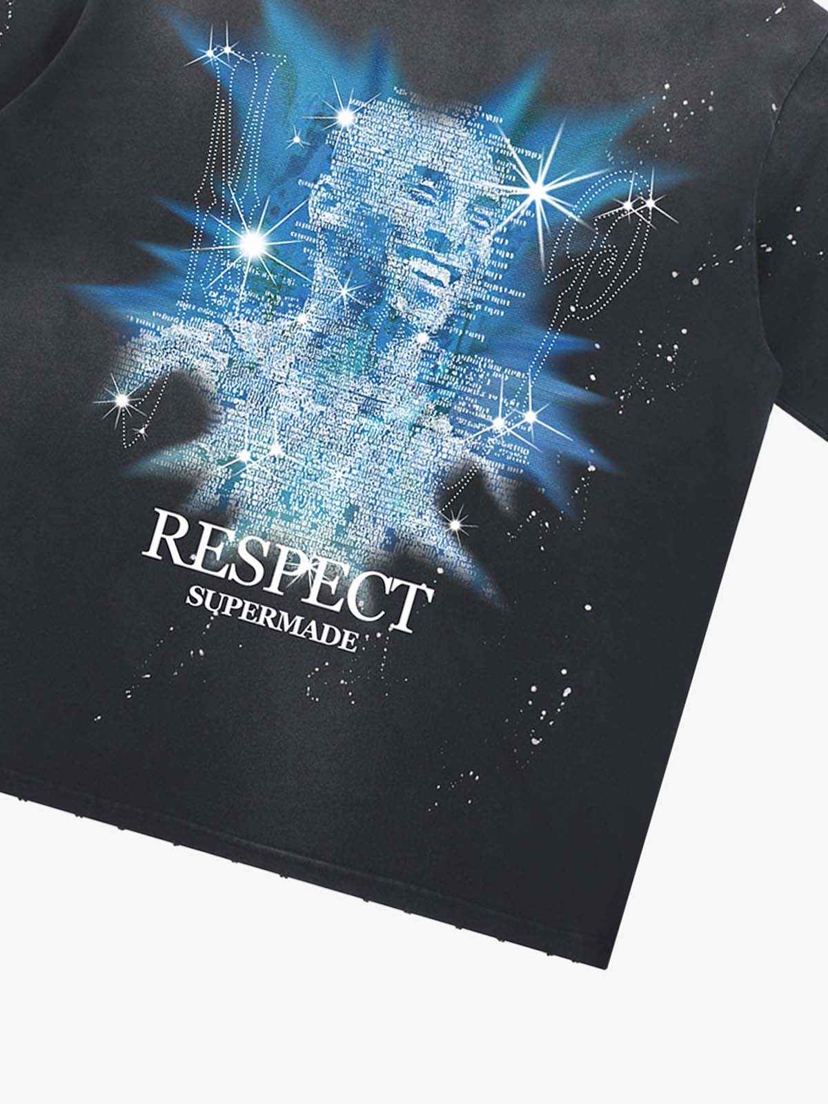 Nostalgic Starlight Basketball Legend Graphic Ink Splatter T-Shirt