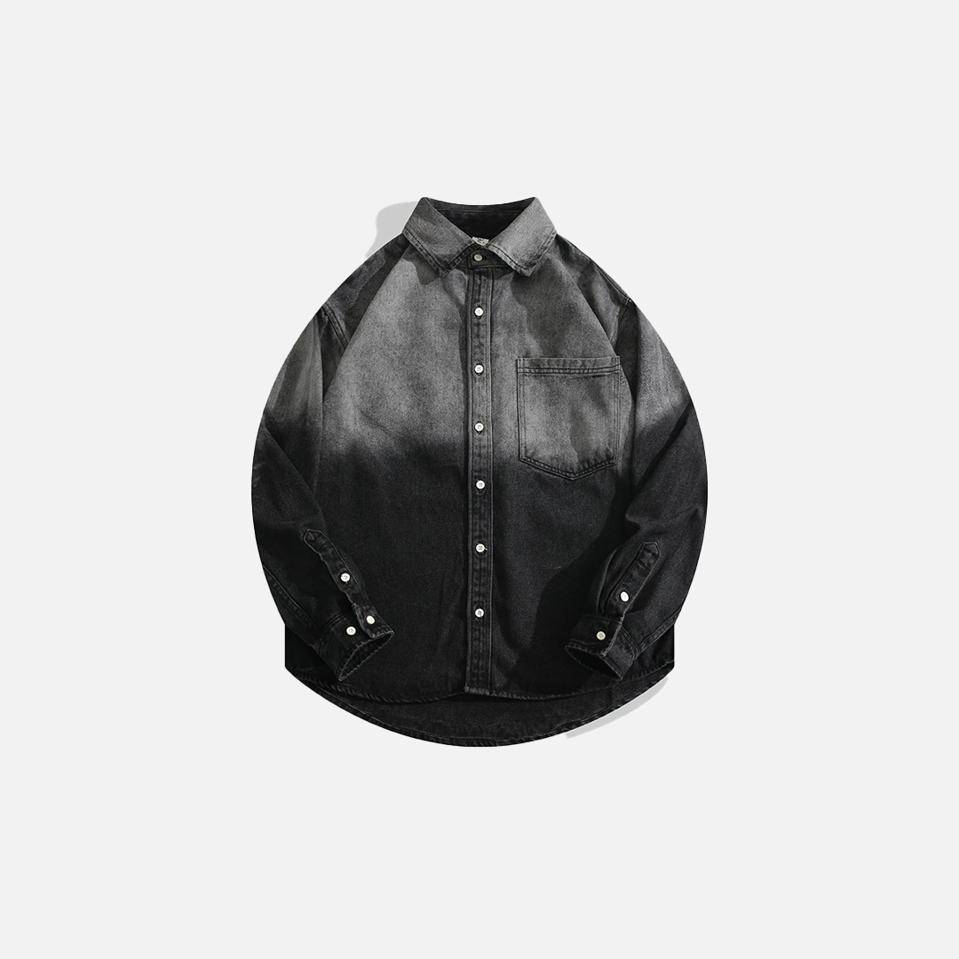 Streetwear Single Breasted Handsome Gradient Denim Jacket - Luxuryurbanwear