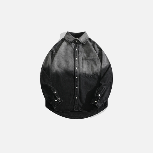 Streetwear Single Breasted Handsome Gradient Denim Jacket - Luxuryurbanwear