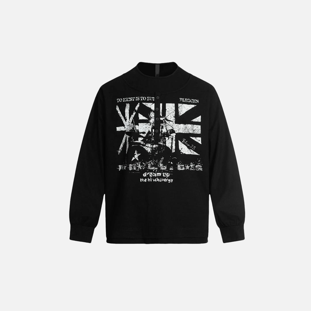 Signature Cotton Black Letter Print Long Sleeve T-Shirt - Luxuryurbanwear