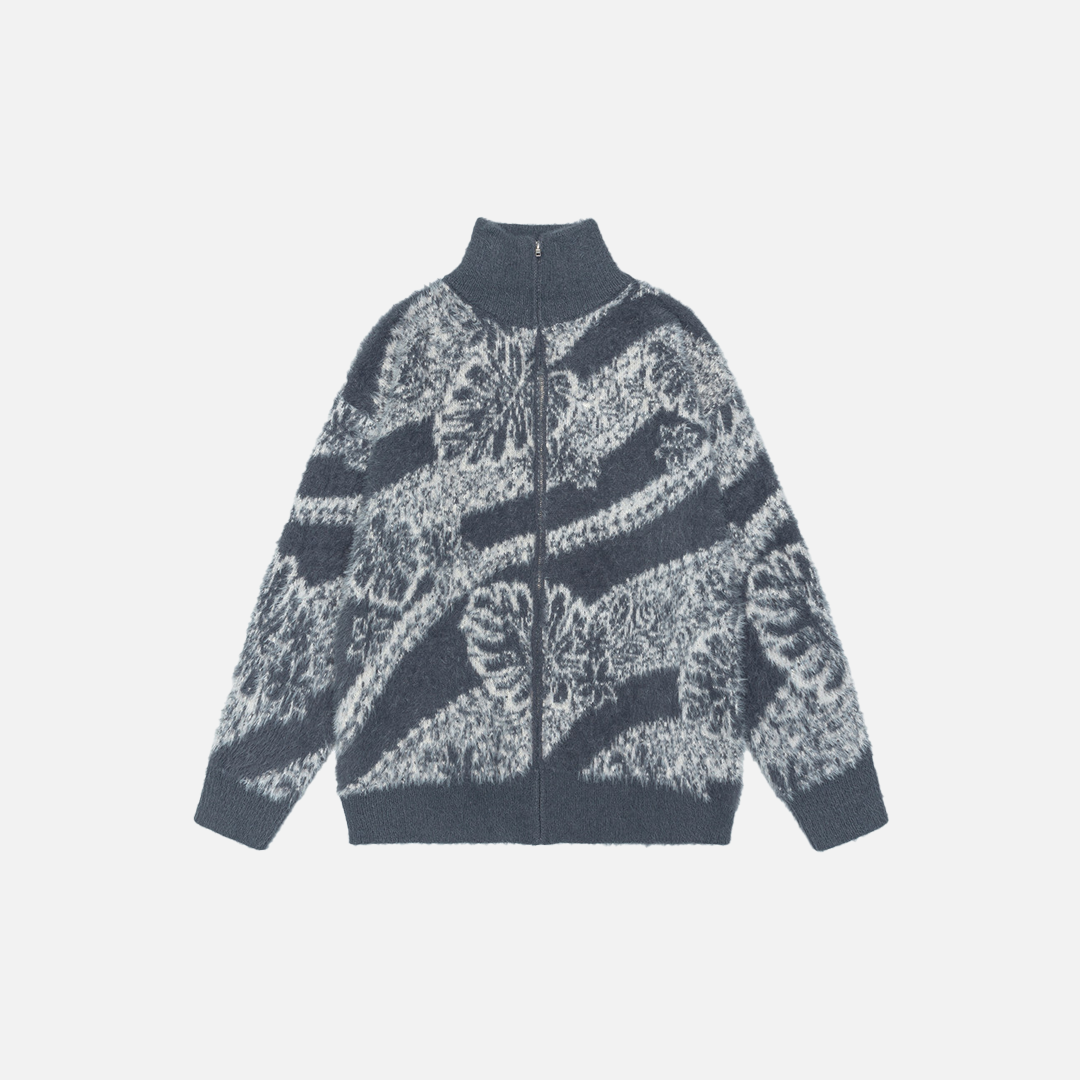 Y2K Cozy Oversized Turtleneck Zipper Cardigan - Luxuryurbanwear