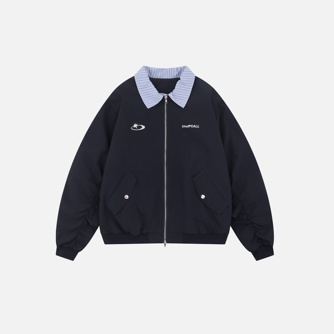 Autumn Oversized Retro Contrast Collar Flight Jacket - Luxuryurbanwear