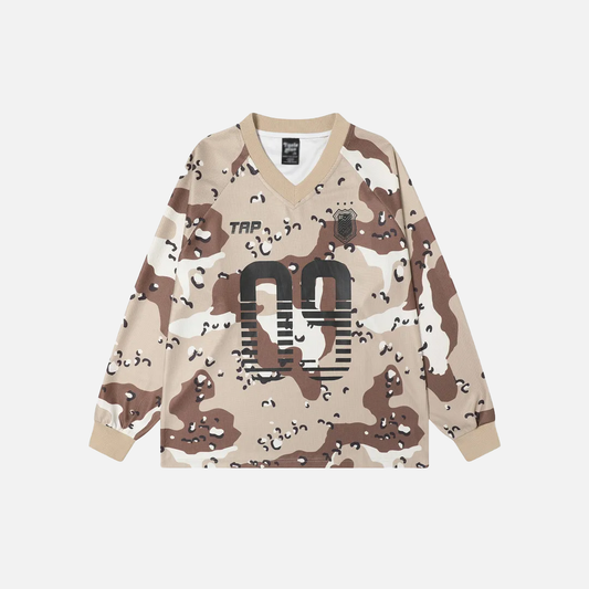 Camouflage Waffle Texture Long Sleeve T-Shirt - Luxuryurbanwear