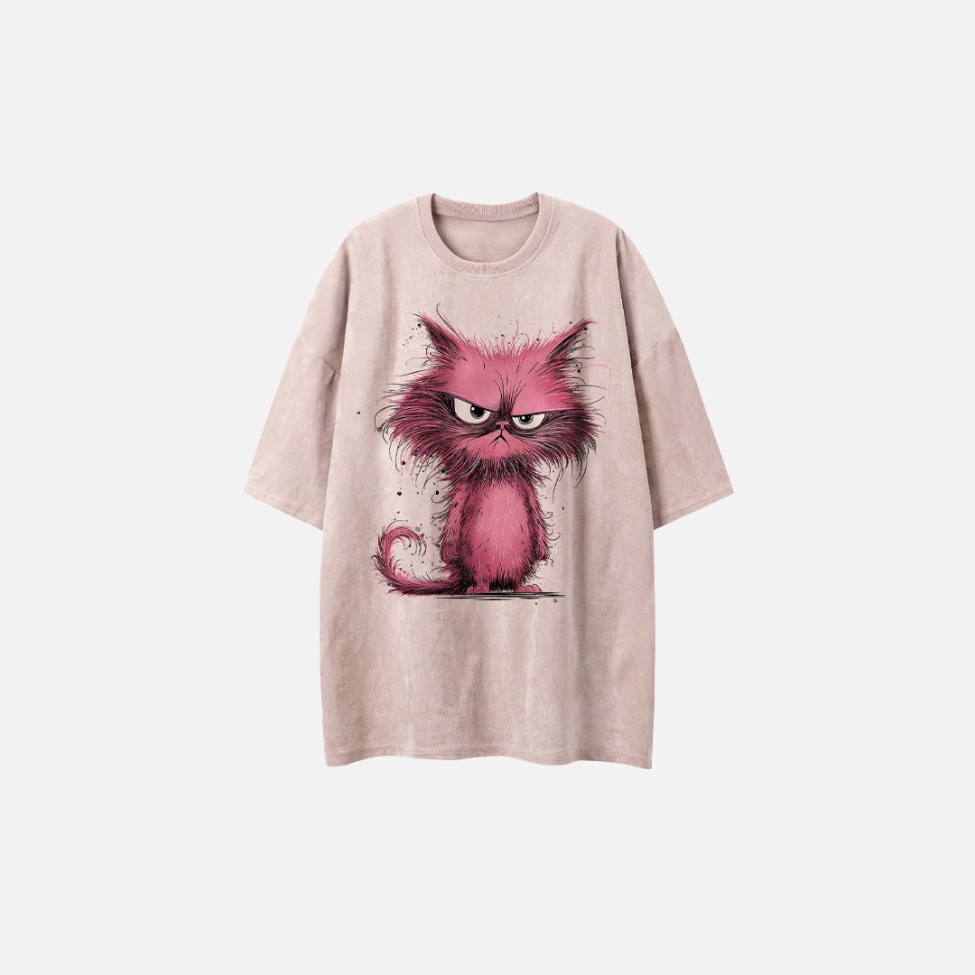 Women Graphic Cat Print Hip Hop Polyester T-Shirt - Luxuryurbanwear