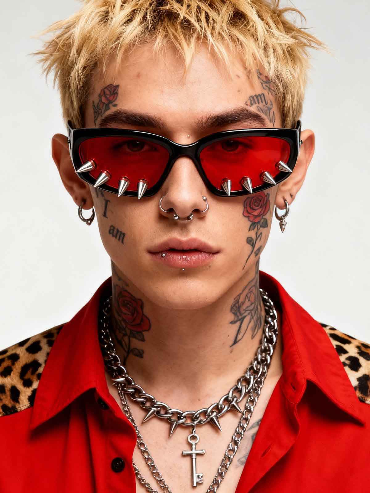 Cyber Punk Spike Detail Sunglasses