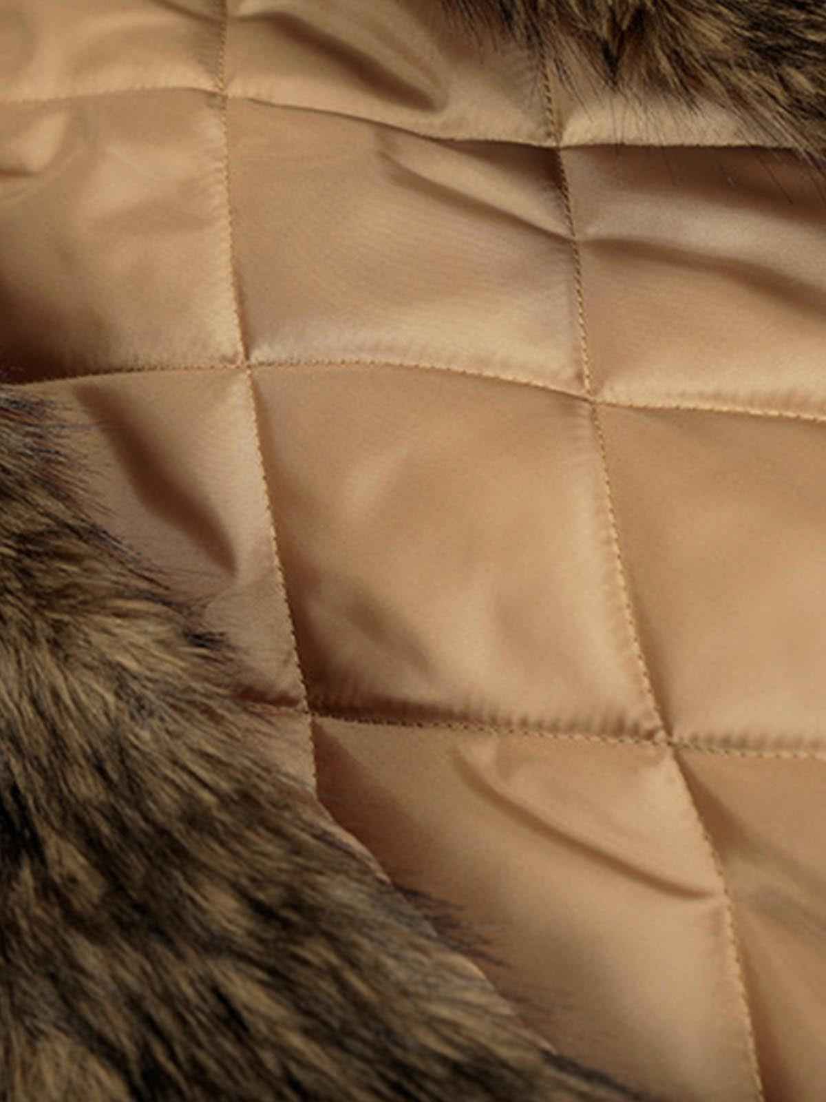 Vintage Distressed Deconstructed Faux Fur Collar Jacket