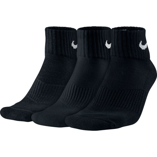 NIKE Unisex Performance Cushion Quarter Training Socks (3 Pairs) Black/White X-Large
