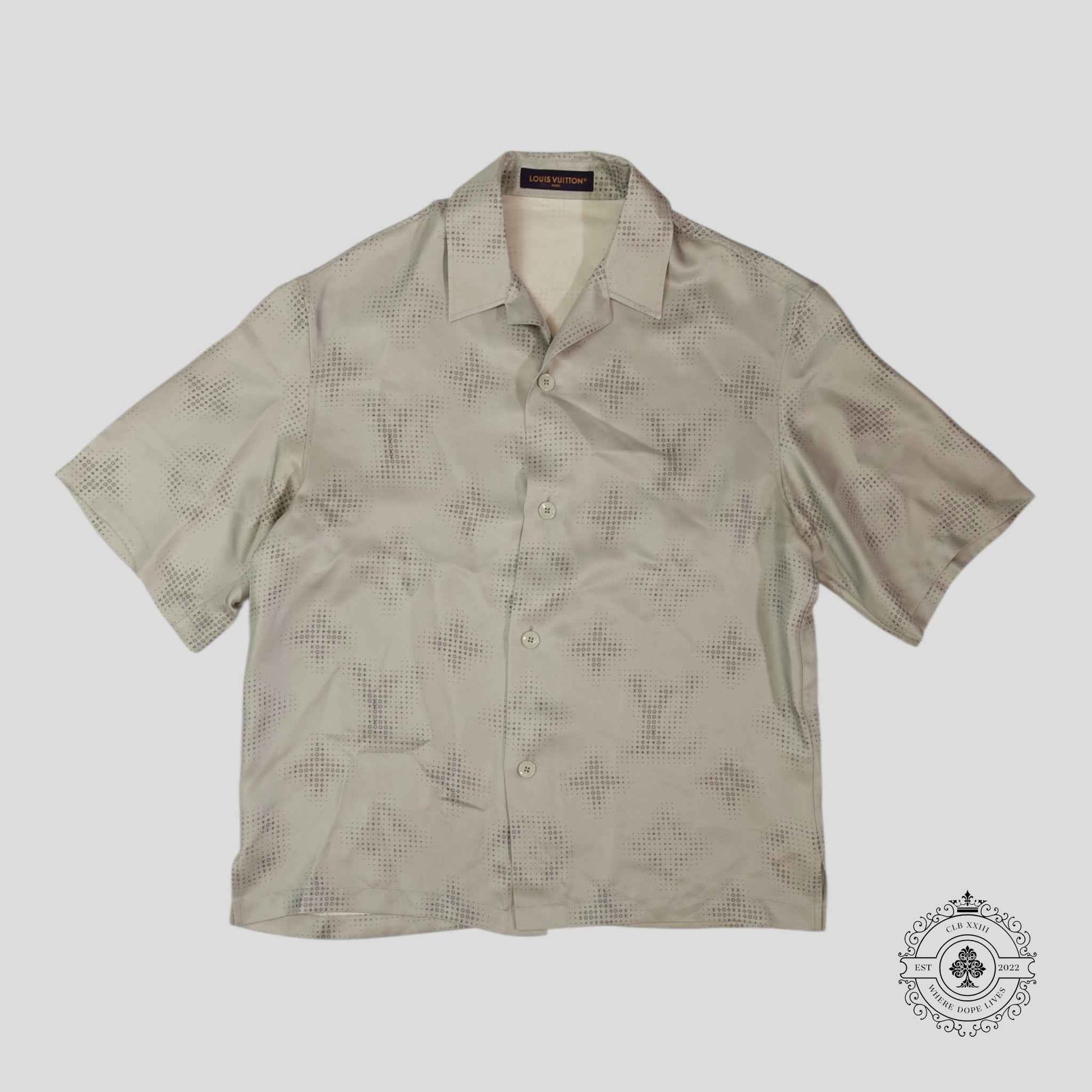 Louis Vuitton Monogram Silk Button Up Shirt in Grey