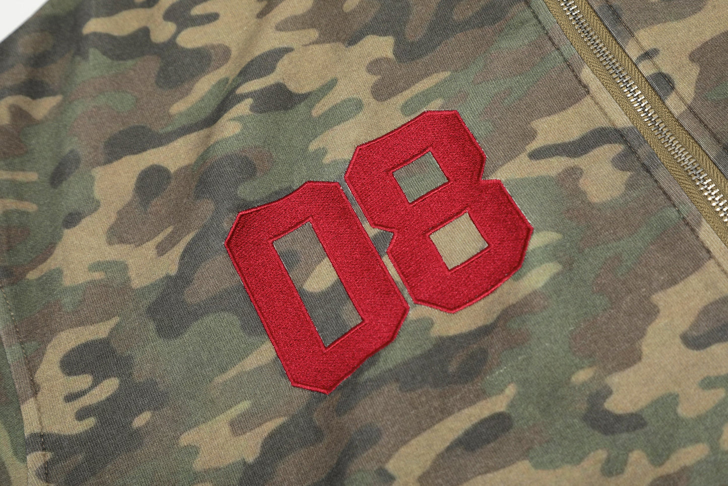 Camo Varsity Patch | Zip Up Hoodie - Luxuryurbanwear
