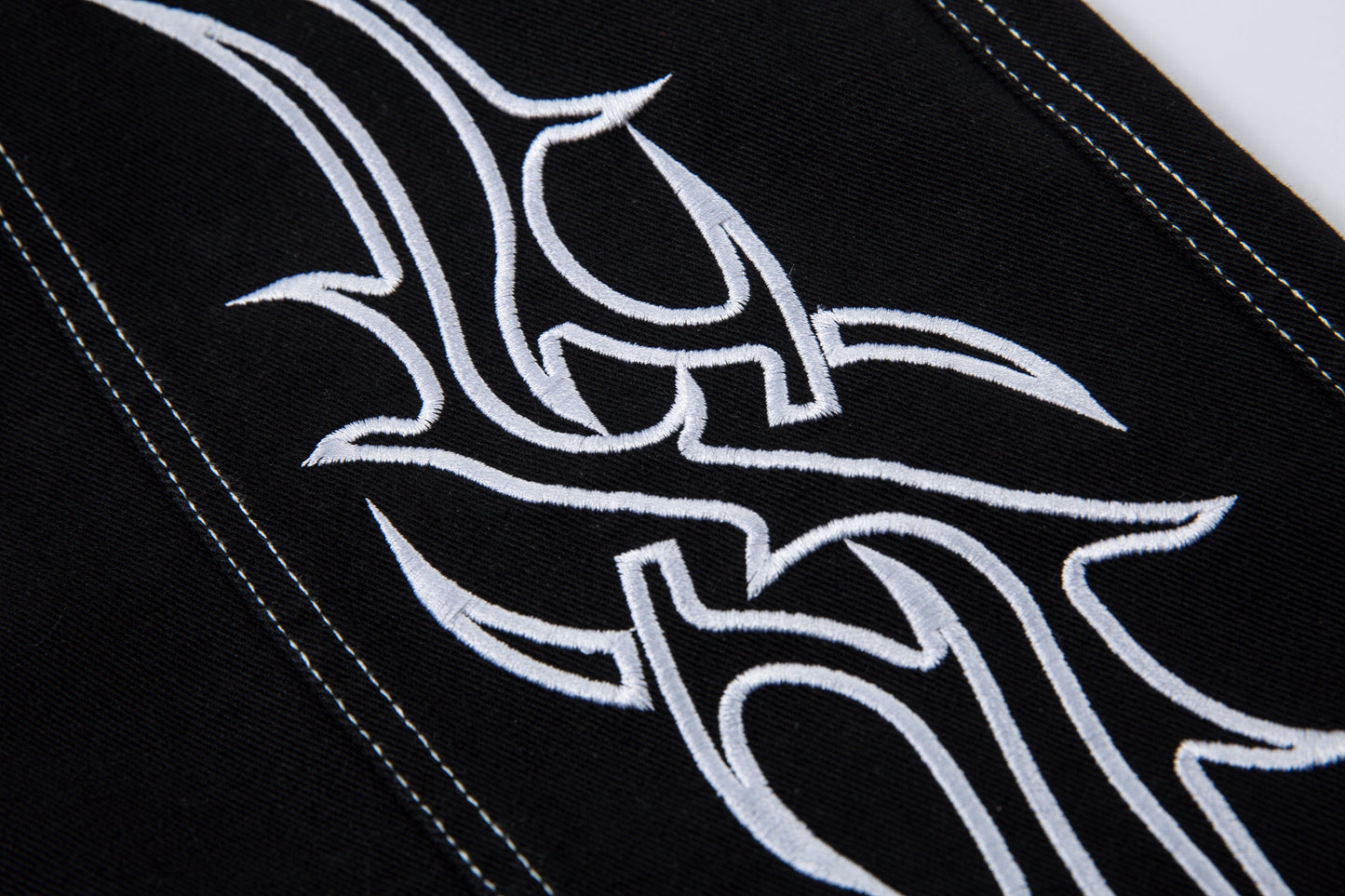 Embroidered Flame | Baggy Jeans