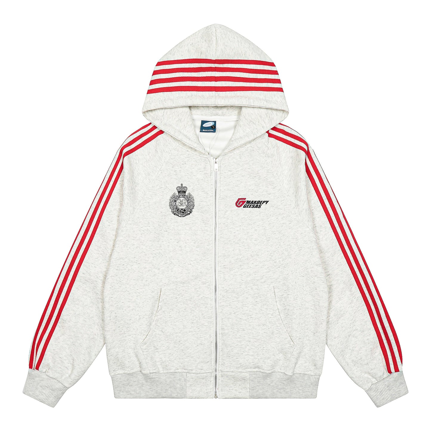 Retro Stripes | Varsity Zip Up Hoodie - Luxuryurbanwear