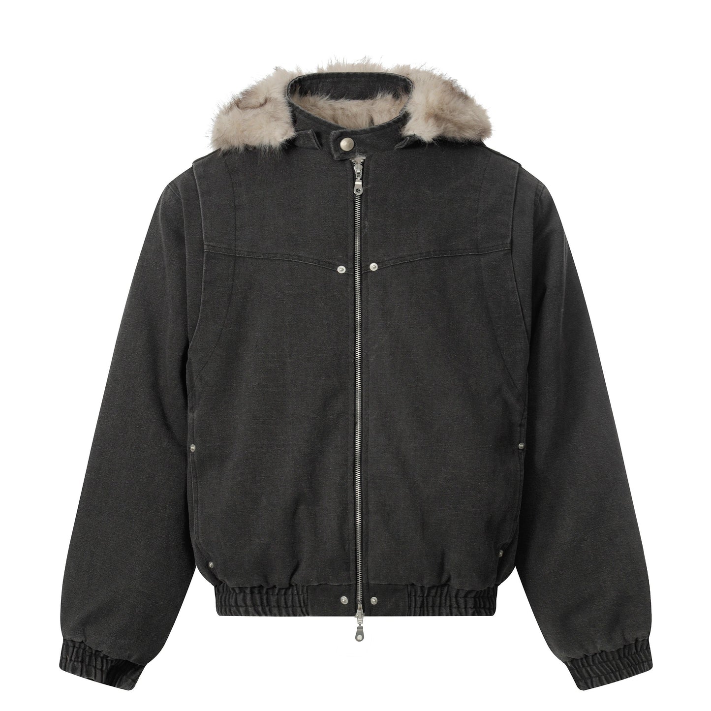 Denim Textured | Fur Streetwear Jacket - Luxuryurbanwear