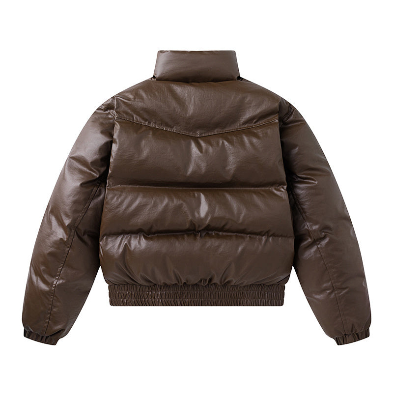 Leather Padded | Short Puffer Jacket - Luxuryurbanwear
