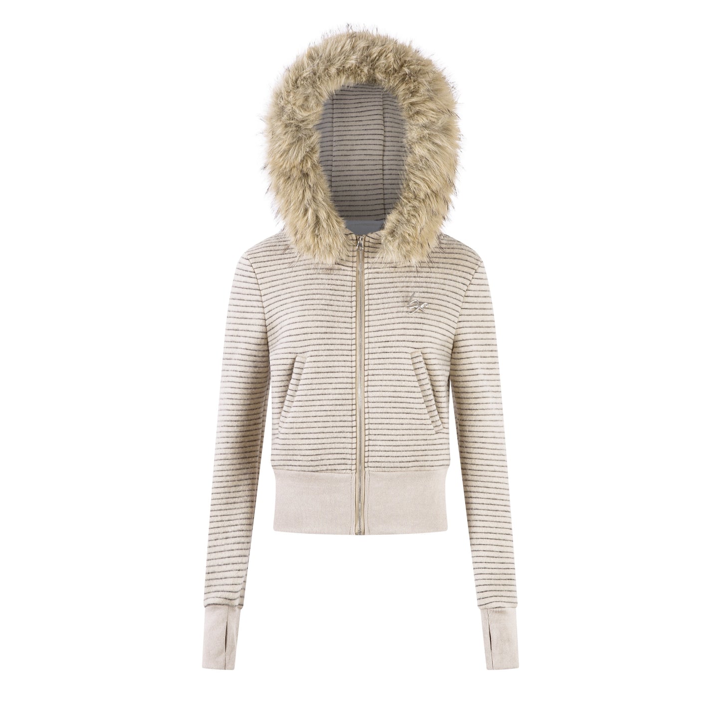 Stone Haze | Washed Denim Jacket with Zip Front - Luxuryurbanwear