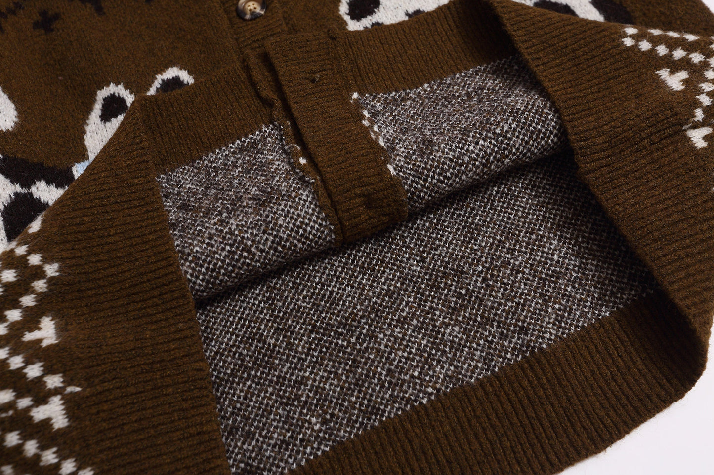Snow Pup | Playful Pup Print Knit Cardigan - Luxuryurbanwear