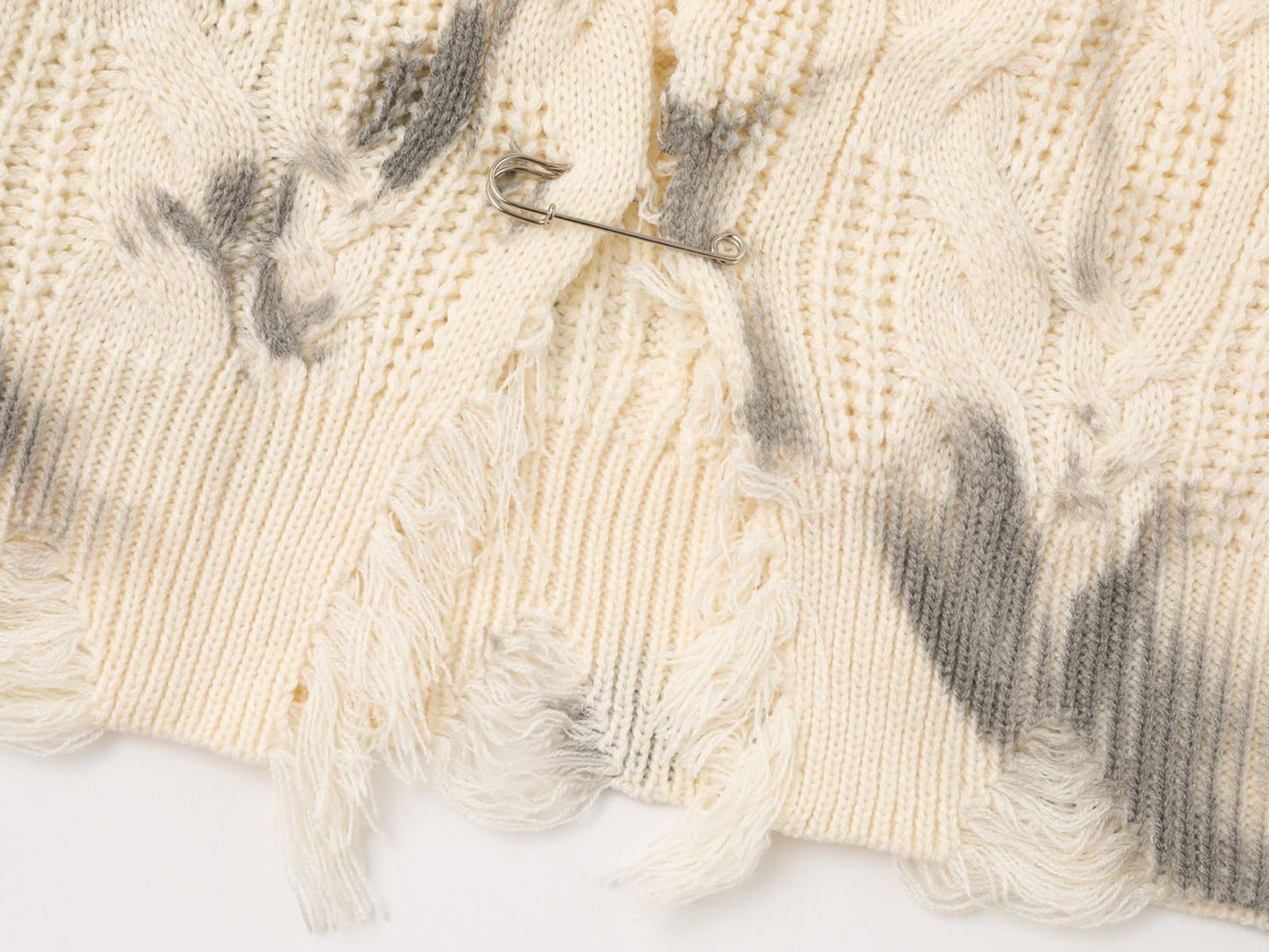 Charcoal Fade | Distressed Tie-Dye Knit Pullover - Luxuryurbanwear