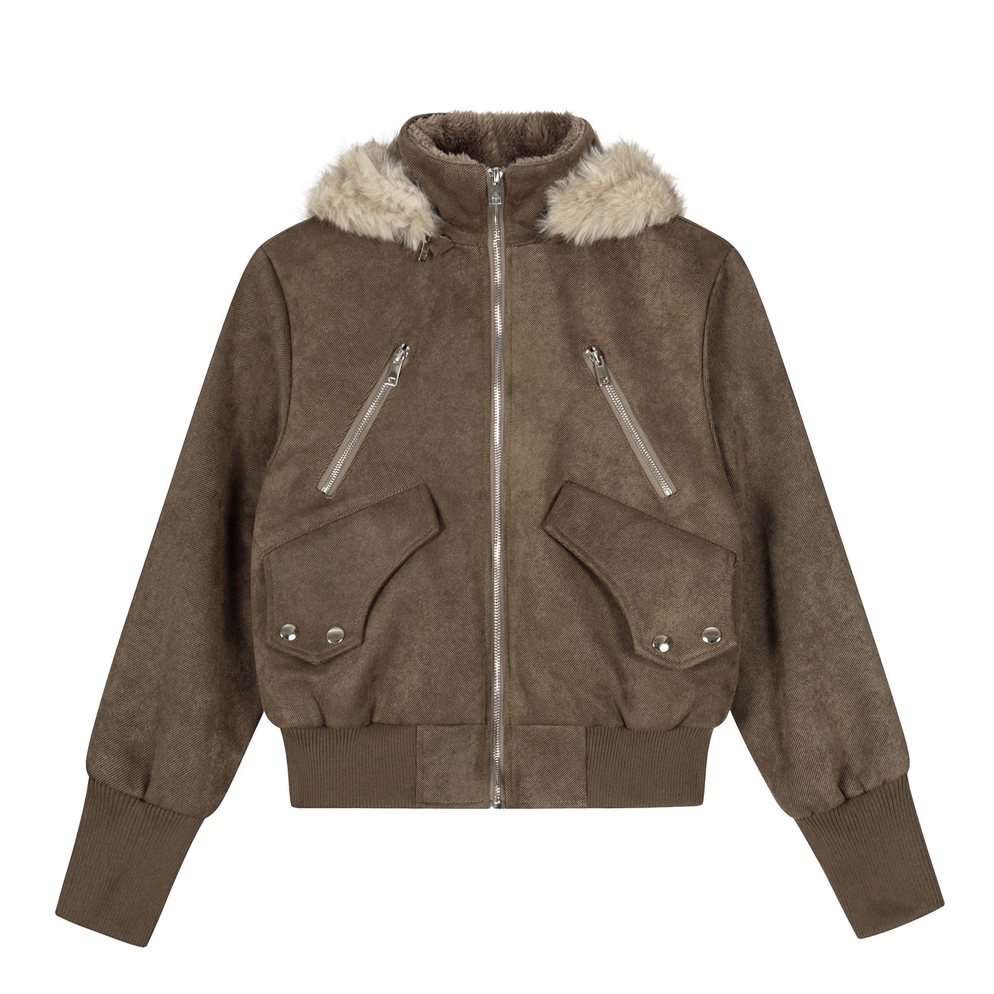 Urban Luxe | Bomber Jacket with Faux Fur Trim - Luxuryurbanwear