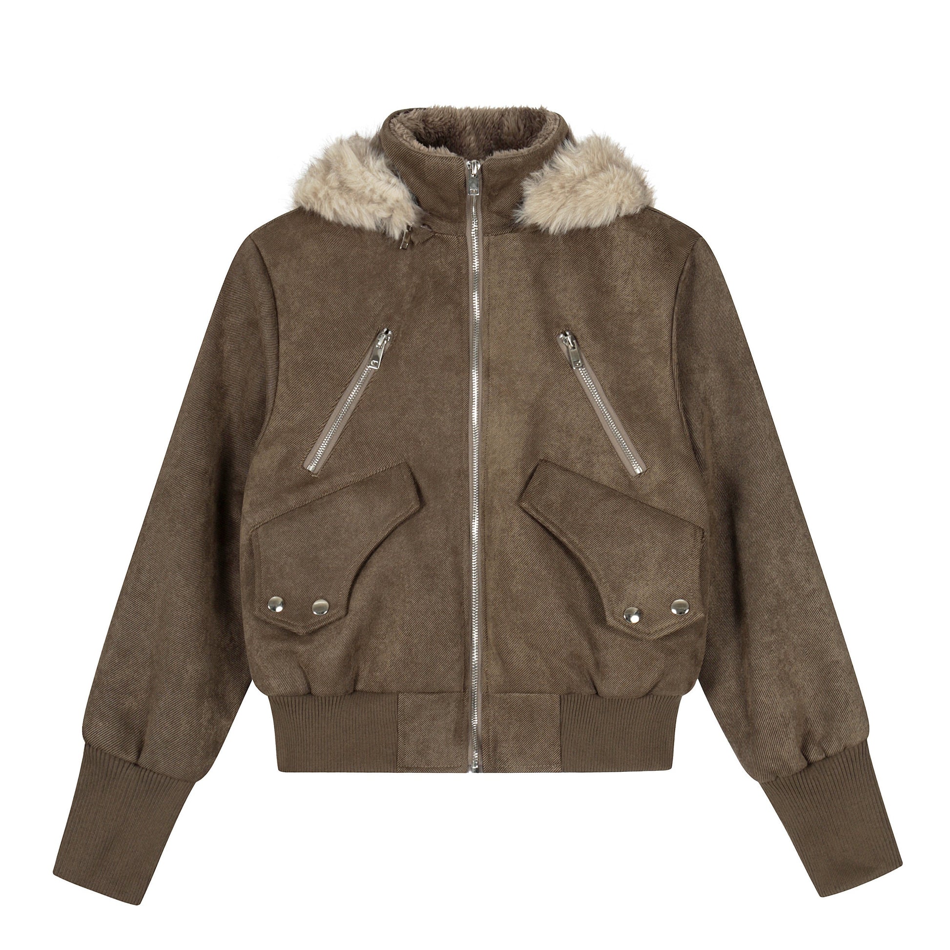 Urban Luxe | Bomber Jacket with Faux Fur Trim - Luxuryurbanwear