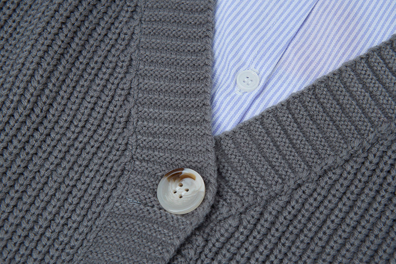 Prep Layer | Knit Cardigan with Shirt & Tie Detail - Luxuryurbanwear