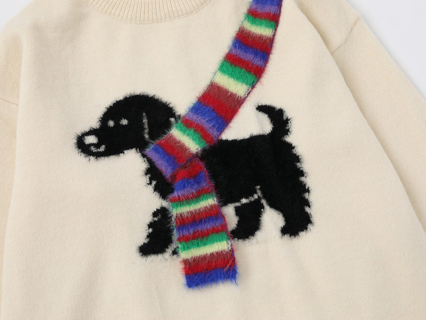 Snow Pup | Embroidered Dog Knit Sweater - Luxuryurbanwear