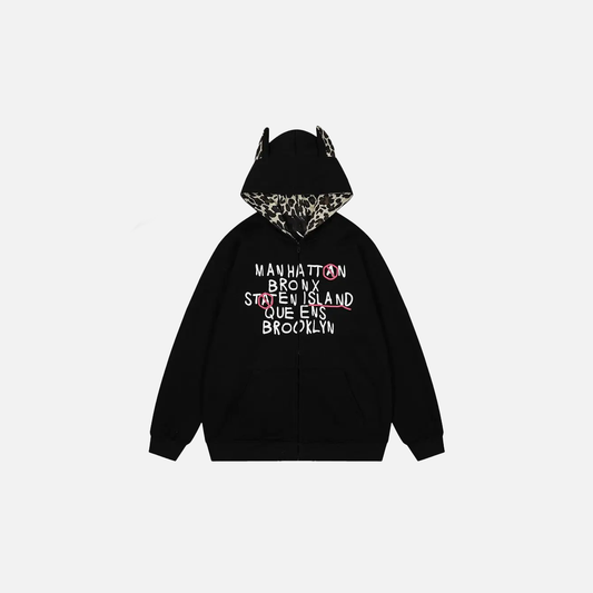 Streetwear Leopard Print Patchwork Hooded Sweathirt - Luxuryurbanwear