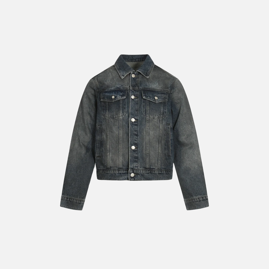 Y2K Distressed Single Breasted Washed Denim Jacket - Luxuryurbanwear