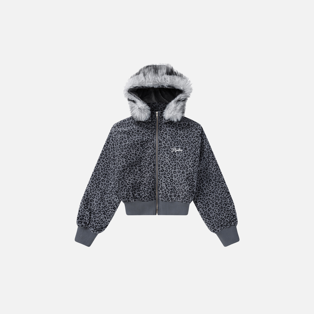 Trendy Leopard Print Faux Furr Hooded Padded Jacket - Luxuryurbanwear
