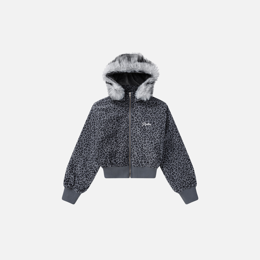 Trendy Leopard Print Faux Furr Hooded Padded Jacket - Luxuryurbanwear