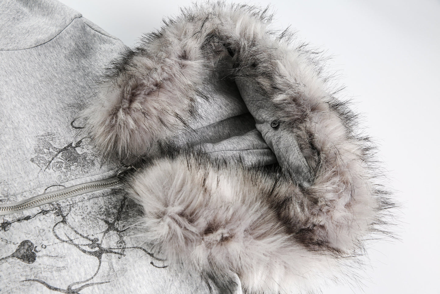Gothic Fur Collar | Zip Up Hoodie - Luxuryurbanwear