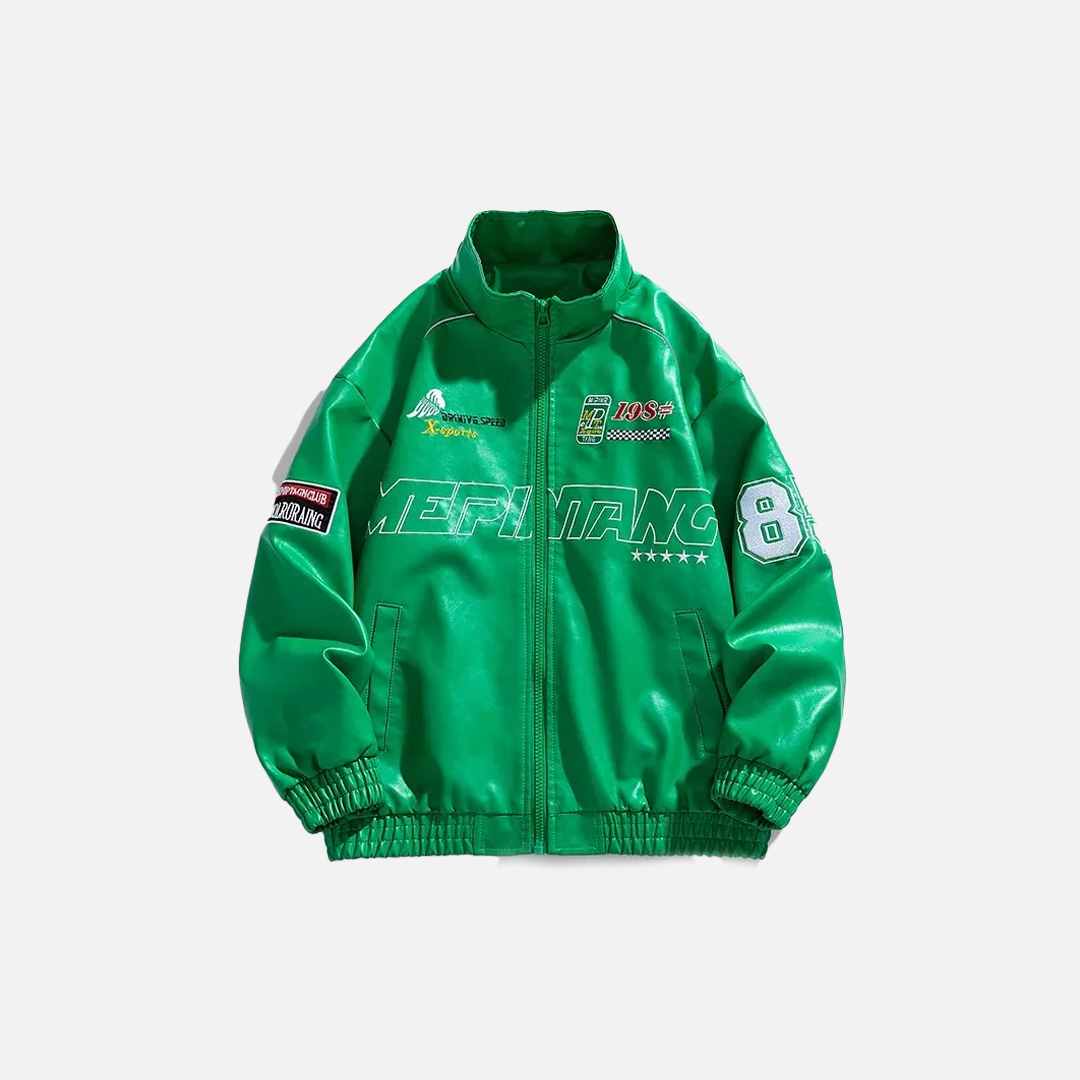 Stylish Embroidery Motorcycle PU Leather Jacket - Luxuryurbanwear