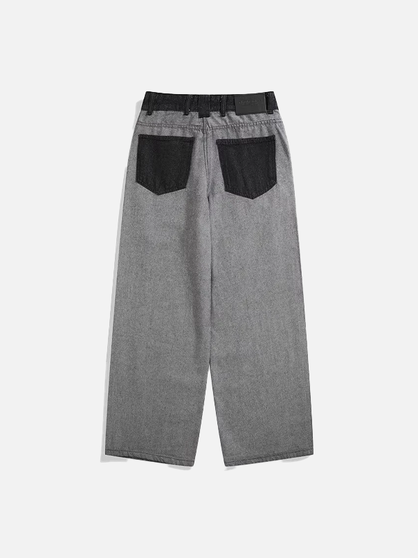 American Style Cargo Reverse Contrast Color Jeans - Luxuryurbanwear
