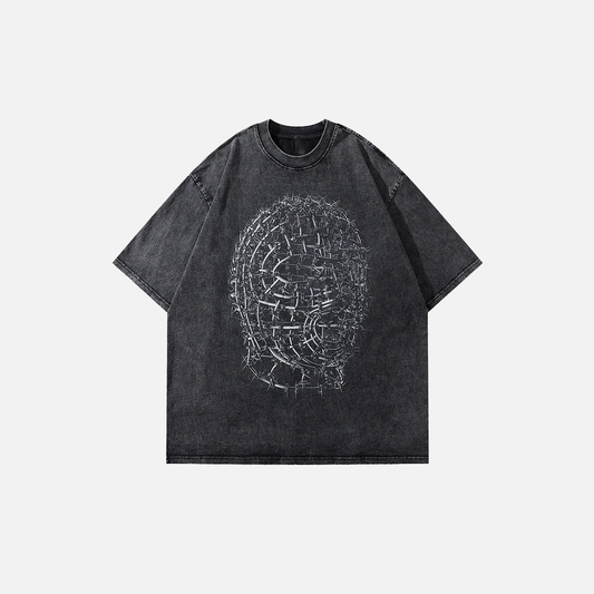 Vintage Spiny Mask Graphic Gothic T-Shirt - Luxuryurbanwear